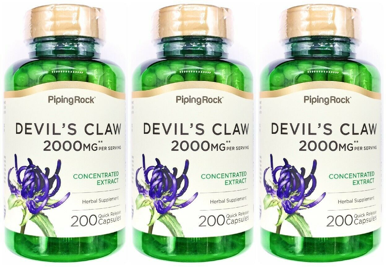 3 Bottles 2000mg Devil's Claw 200/600 Capsules 4:1 Extract Herbal Supplement