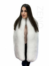 Double-Sided Arctic Fox Fur Stole 75' King Size Two Full Pelts Collar All Fur image 4