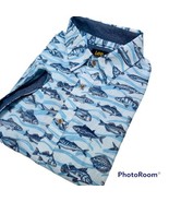 Lee Men&#39;s S/S Fish Theme Print Sport Shirt  White Size M NWT MSRP $50 - $32.71