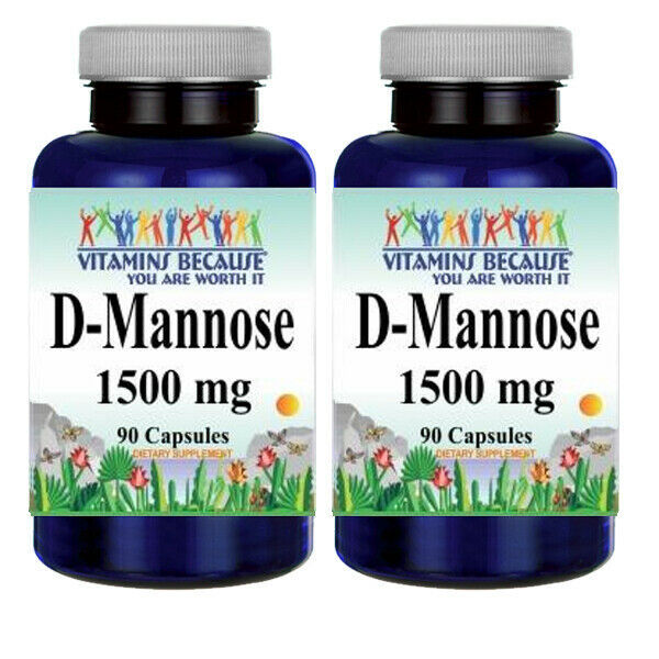 D-Mannose 1500mg 2X90 or 1X180 Capsules by Vitamins Because *USA/FDA Facility*