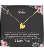 Sister Necklace Gift, Personalized Heart Charm Necklace, Bridal Party Gift - $44.95+