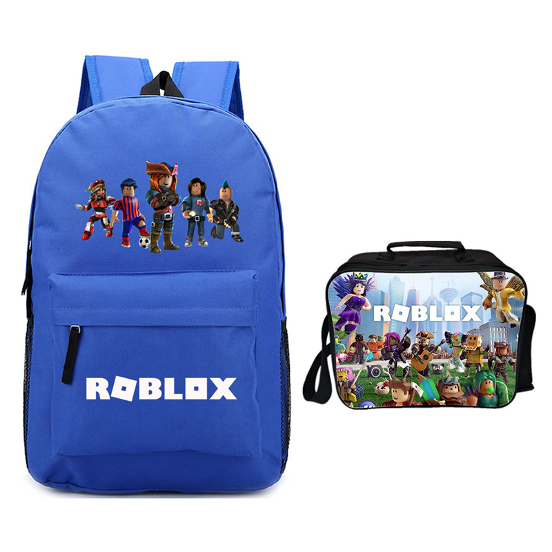 Roblox Backpack Package Summer Series Lunch Box Blue Schoolbag Daypack Men's Accessories