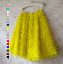 Yellow Tiered Tulle Skirt Outfit Womens Yellow Midi Tulle Skirt Ballerina Skirt image 5