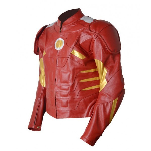 New Handmade Men Iron Man Real Leather Motorbike Jacket Special