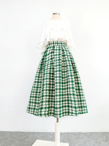 Women Green Midi Pleated Skirt A-line Winter Woolen Blend Midi Party Skirt Plus image 8
