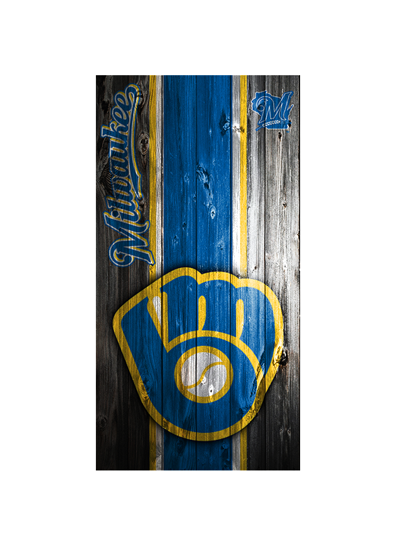 CUSTOM VINYL Cornhole Board DECAL/ Milwaukee Brewers Glove logo Wood