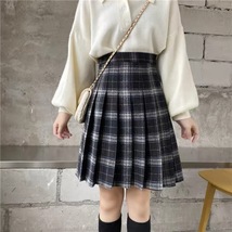 Lady Classic Wine Red Plaid Skirt Plus Size Pleated Plaid Skirt Christmas Outfit image 11