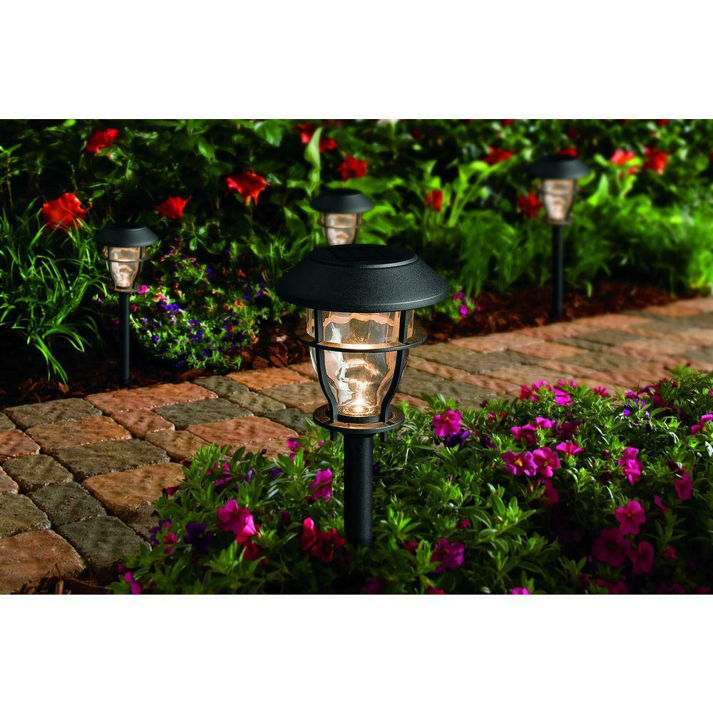 Hampton Bay Solar Black Outdoor LED 10-Lum Landscape Pathway Light 4 ...