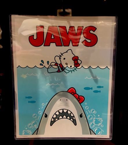 Universal Studios Hello Kitty Jaws Poster Art Print 14” X 11” New - Hello Kitty