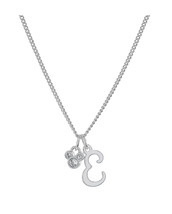 Disney Parks Mickey Mouse Faux Gem Icon Letter Initial E Necklace Silver Color image 1