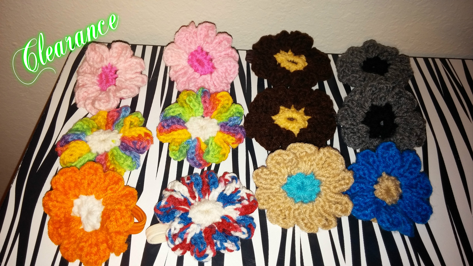 Crochet Pony Tail Holders/Variety of Colors/ 12 Hair Accessories