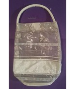 Bath &amp; Body Works Silver &amp; Cream Embroidered &amp; Beaded Tote Bag - $6.47