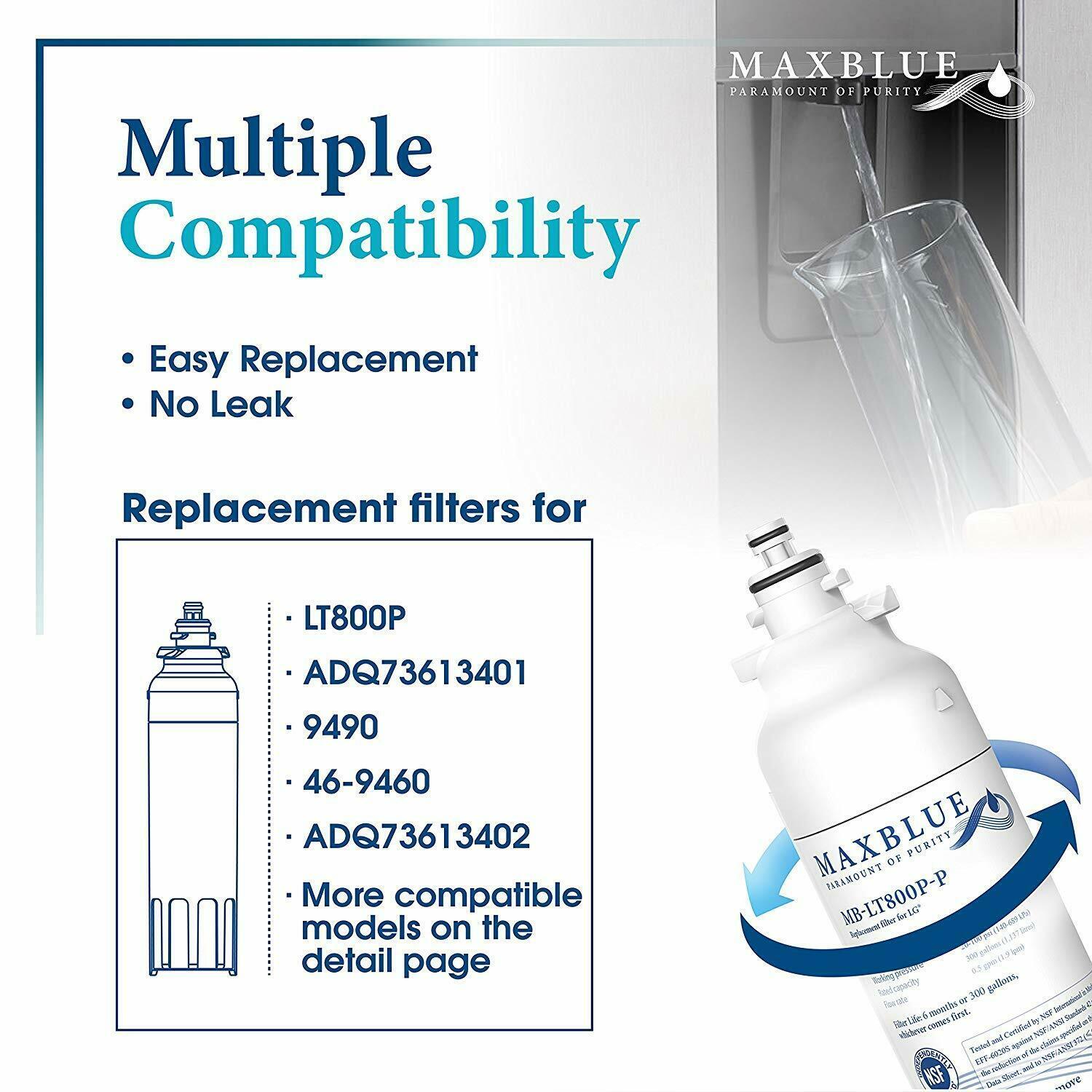 2 Pack Water Filter Compatible with Refrigerator Model LG LSXS26326S