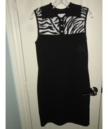 Vtg Black St. John Sport Sleeveless Women ANIMAL PRINT Dress Size P Wool... - $123.70
