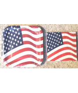 Patriotic 4th of July Paper Plates &amp; Napkins Set Waving USA American Flag - £8.16 GBP