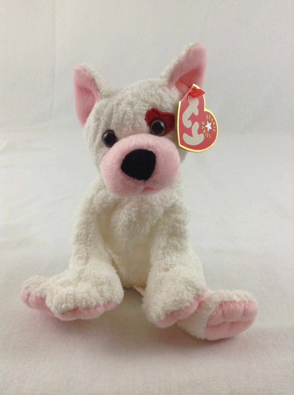 2001 Ty Beanie Baby Cupid Pink White Dog Stuffed Plush Animal Toy Pet ...