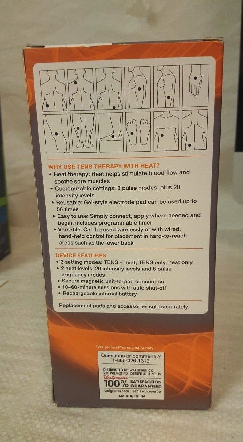 BRAND NEW WALGREENS ELECTRONIC TENS THERAPY HEAT PAIN RELIEF 788465