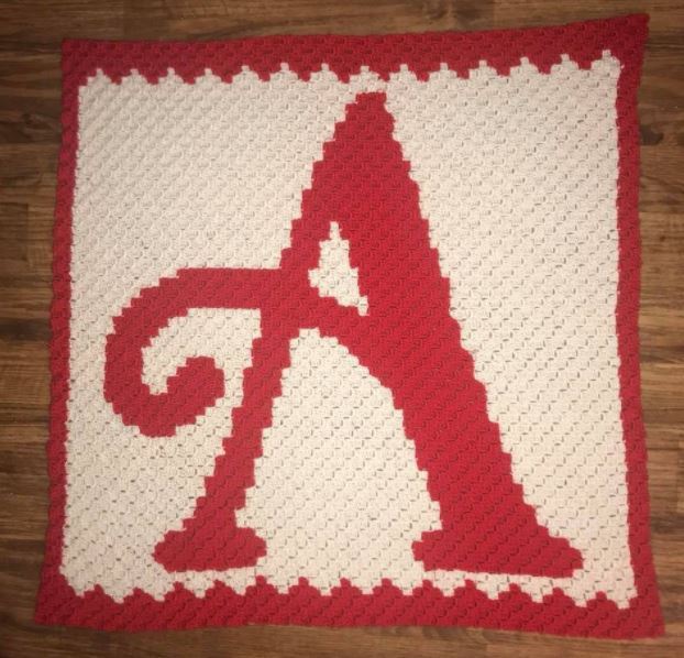 Letter A Baby or Toddler Pink and White Blanket C2C Crochet Graph ...