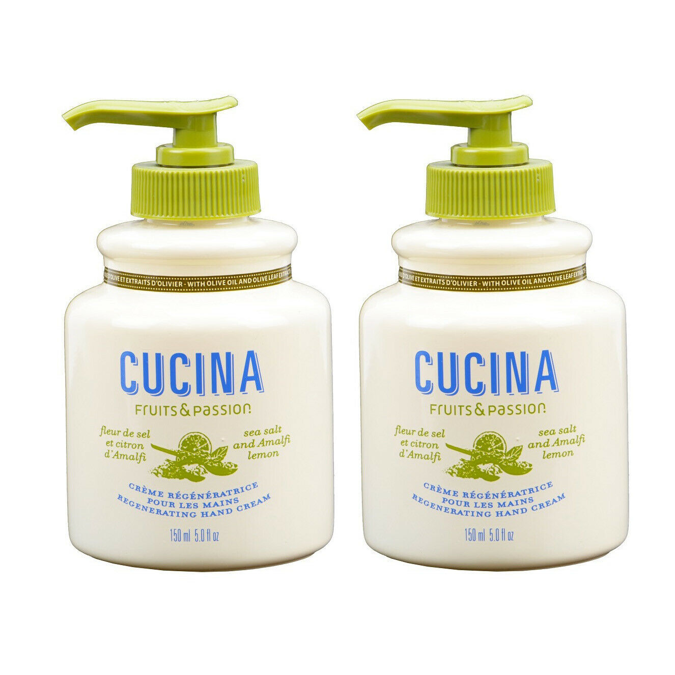 Cucina Sea Salt & Amalfi Lemon Regenerating Hand Cream 5 Oz - 2 Pack