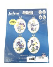 Janlynn Embroidery Kit Wildflowers and Finches 4 Designs w Frames Needle... - $26.68