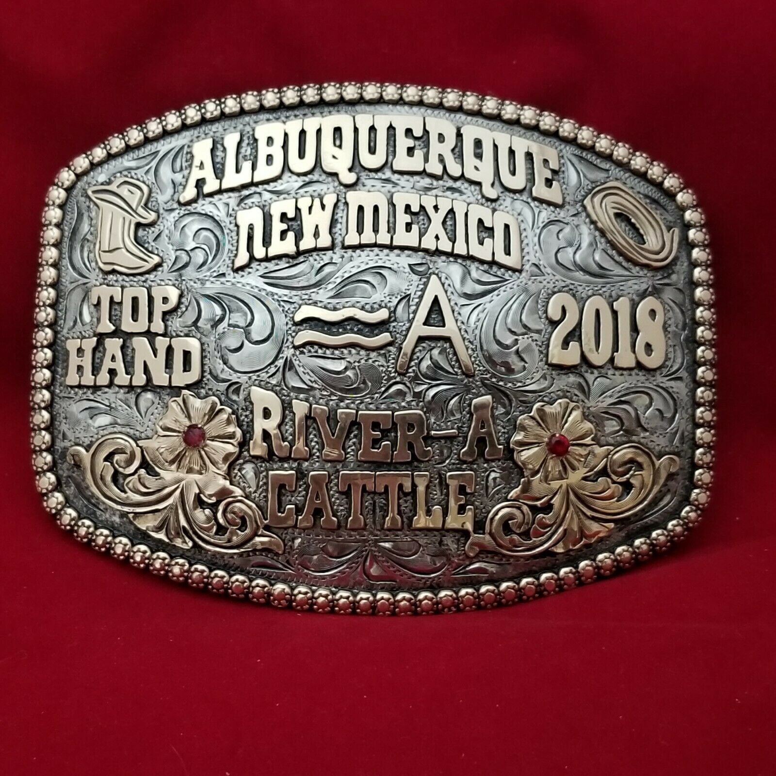 CUSTOMIZABLE RODEO CHAMPION TROPHY BUCKLE BY JUDGE LEO SMITHS BUCKLES 