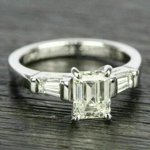 2.65Ct Emerald Cut White Diamond 925 Sterling Silver Designer Engagement Ring