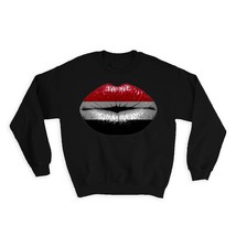 Lips Yemeni Flag : Gift Sweatshirt Yemen Expat Country For Her Woman Feminine Wo - $28.95