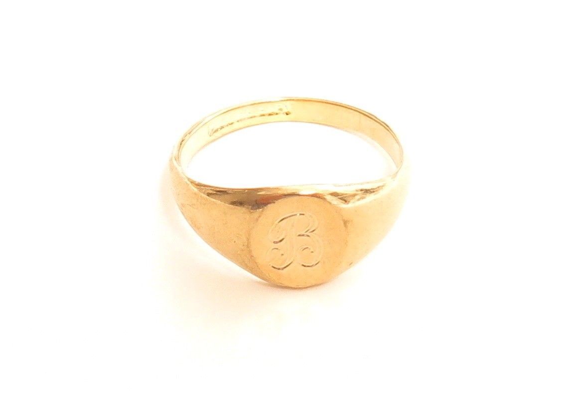 Vintage 14KT GE ESPO Blank Monogram Gold Plated SIGNET Ring Esposito Co ...