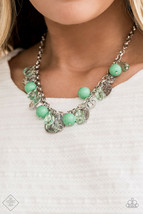 Paparazzi Jewelry Necklace Prismatic Sheen Green Hammered Silver Discs  - $4.50