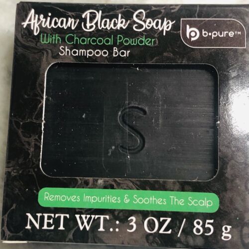 B-Pure-African Black Soap W/Charcoal Powder Shampoo Bar. 3oz/85gm ...