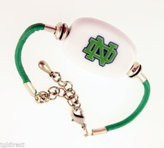 Fenton Collegiate Logo Leather Cord Bracelet Notre Dame Milk Glass NCAA Bead N - $43.54