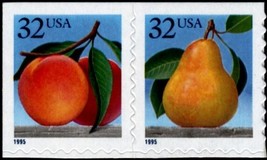 1995 32c Peach & Pear, Attached Pair Scott 2493-94 Mint F/VF NH - $2.39