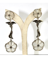 NATURAL ROCK CRYSTAL QUARTZ CARVED DIAMOND 18K GOLD 925 SILVER VICTORIAN... - $684.00