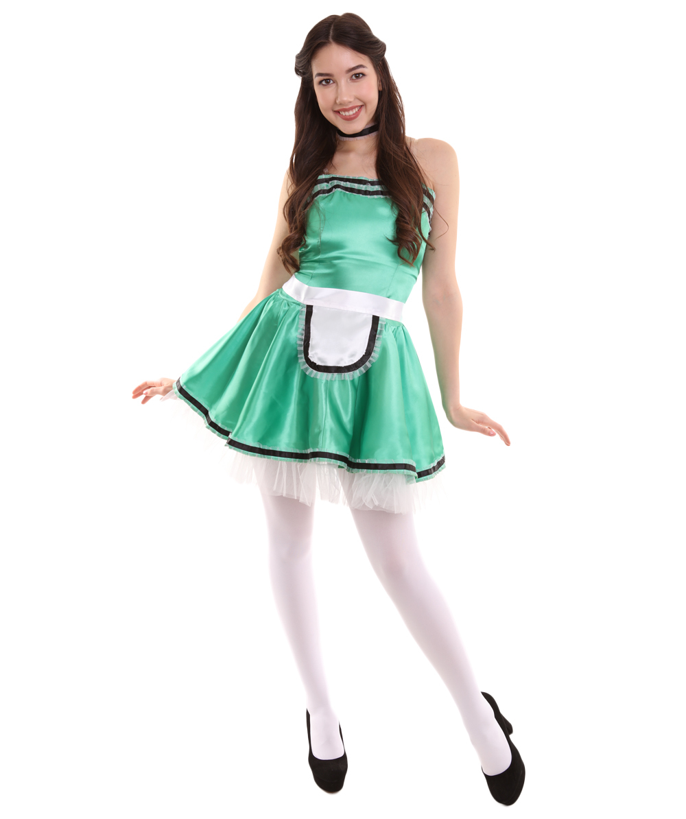 Adult Women's French Maid Uniform Costume | Green Cosplay Costume ...