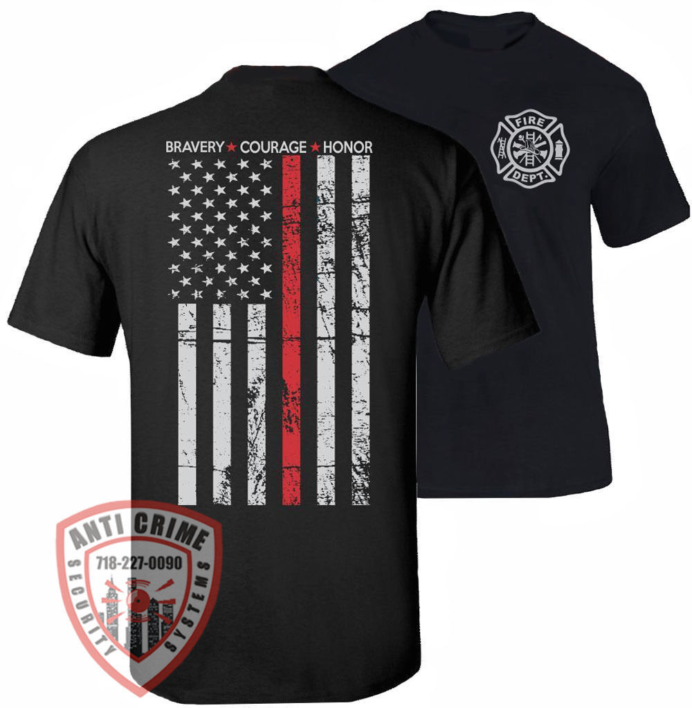 Thin Red Line Shirt T-Shirt Flag American Decal Patch Gifts Womens Mens ...