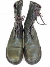 Women Donald J Pliner Green Leather Combat Boots Sz 9 Made in Italy image 2