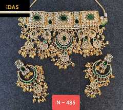 Kundan Jewelry Indian Earrings Necklace Tikka Set New Year Chokar Bridal Weddim5 - $72.99