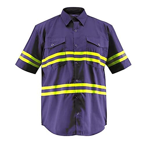 Premium High Visibility Hi Vis Reflective Safety Work Shirts - Short Sleeve (X-L
