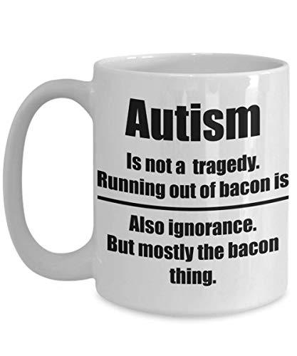 PixiDoodle Autism Not Tragedy Autism Awareness Coffee Mug (15 oz, White)