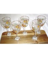  Set of 5 Royal Worcester EVESHAM GOLD Wine Glasses Goblets Golden Pears - $45.99
