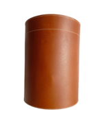 STG Cylindrical Round Leather Trash Can, Harness Leather - $96.76