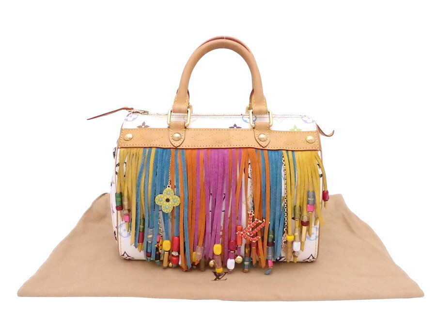 Louis Vuitton Speedy 25 Fringe Handbag 2006 Limited Multicolor White Bag M40113 - Women&#39;s ...