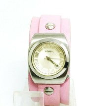 Women Fossil Quartz Watch Jr8311 Pink Wide Leather Wristband, Strap Bund - $36.71