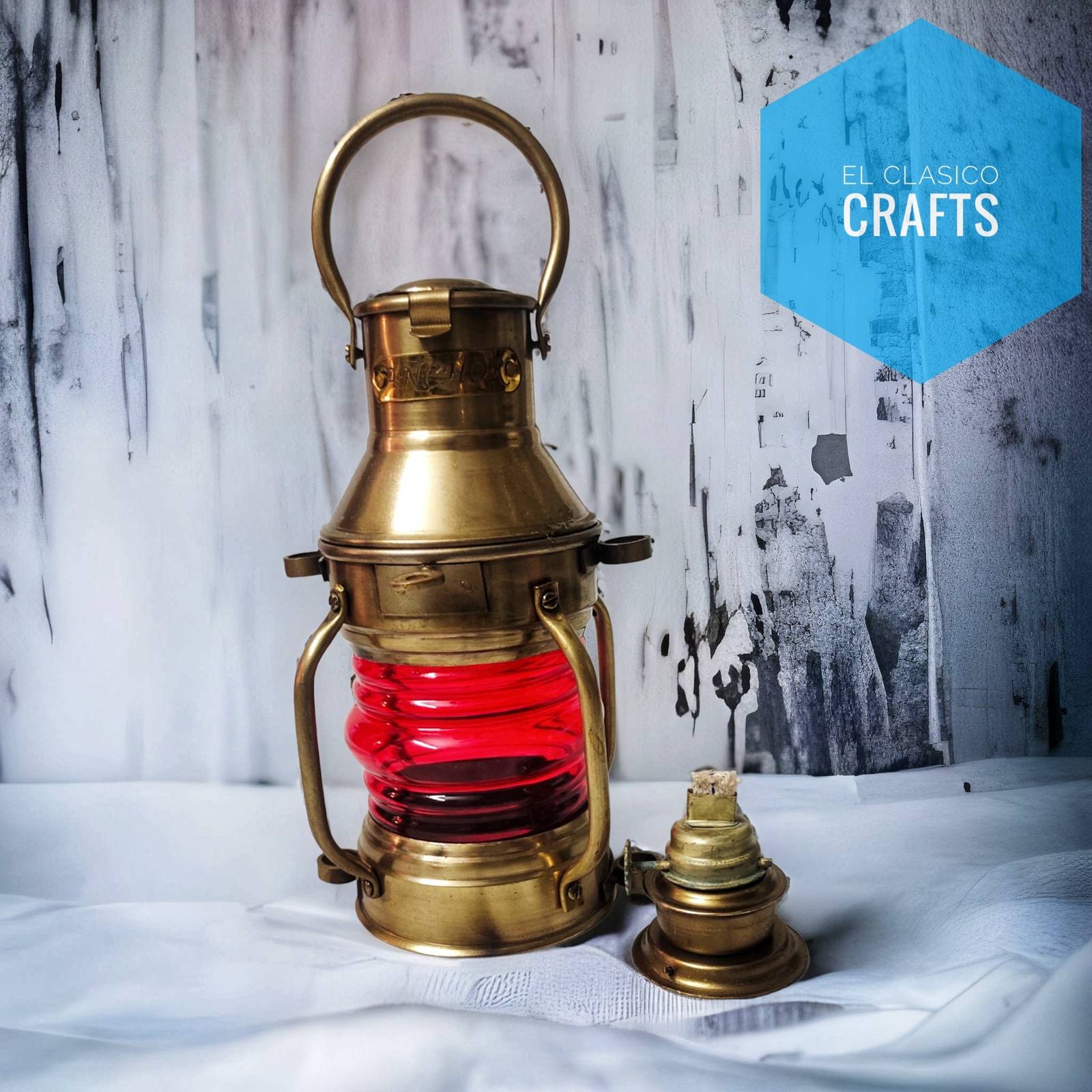 Set of 2 Nautical Maritime Anchor Ship Lantern Vintage Boat Oil Lamp