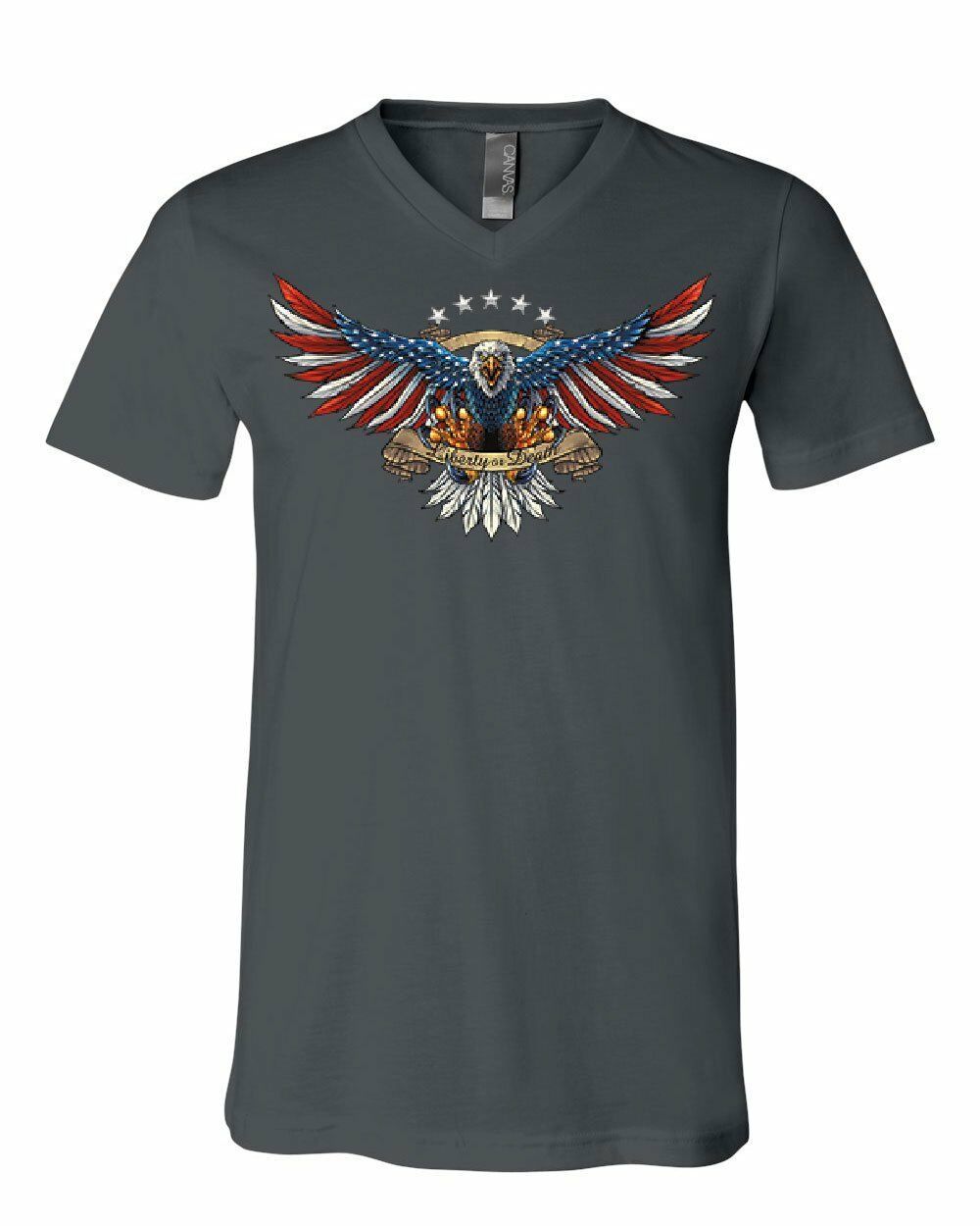 Liberty or Death American Bald Eagle V-Neck T-Shirt Patriot USA Freedom ...
