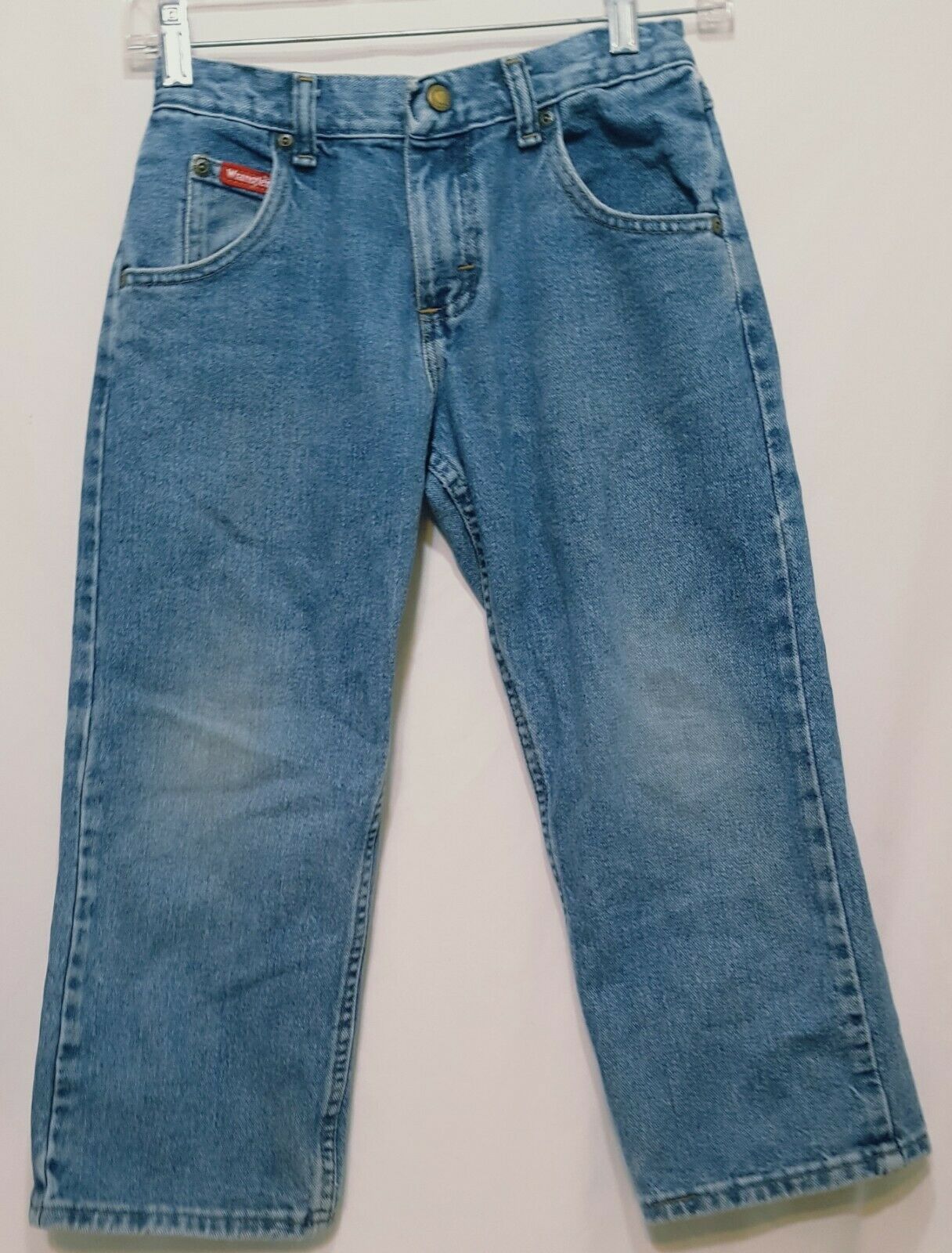 Primary image for Blue Jeans Denim Boys Size 8 Husky Wrangler Adjustable Waist Straight 