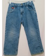 Blue Jeans Denim Boys Size 8 Husky Wrangler Adjustable Waist Straight  - $27.99