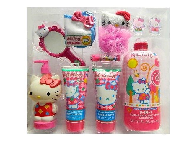 Hello Kitty Bath and Body Set 10 Piece Mega Pack Lip Gloss Bubble Bath ...