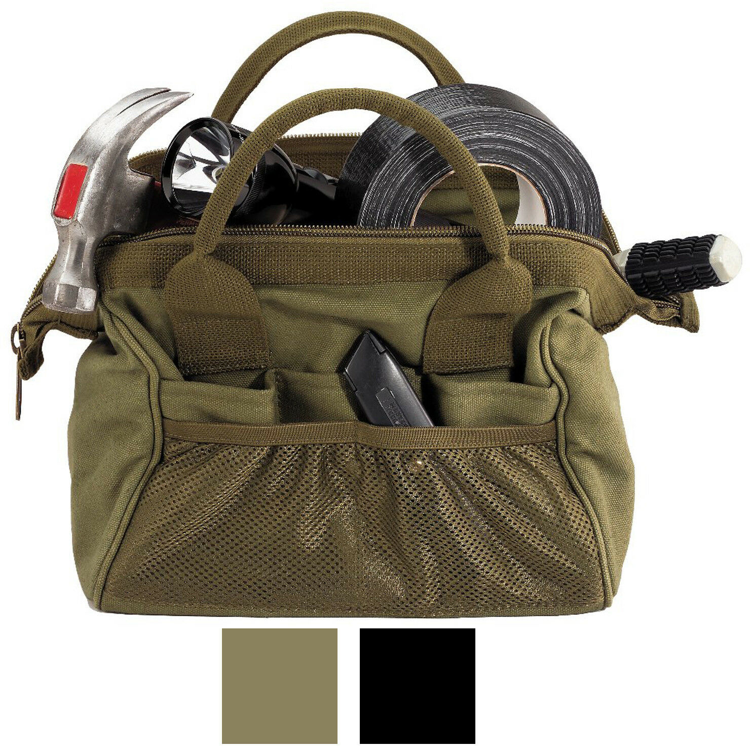 Canvas Work Tool Bag, Wide-Mouth Large Storage Heavy Duty Carry Tote - Bags