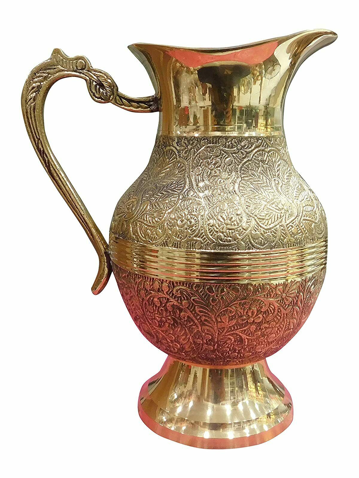 Water Brass Design Jug Pitcher, Drinkware Jug Embossed Design Mughlai Style